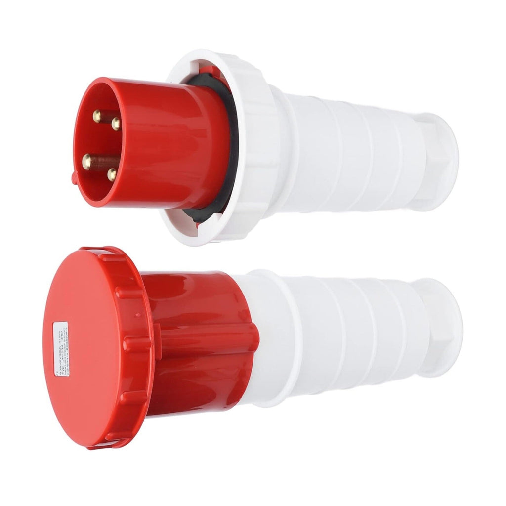380-415V 63A Cord Connector Set, IP67 3 Phase 5 Pin Power Socket Kit for 3P+N+E
