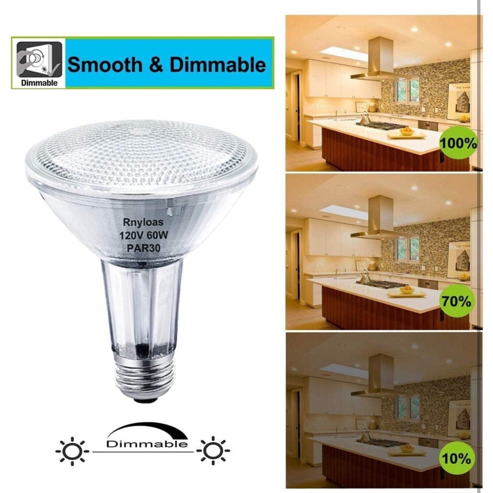 6 Pack PAR30 Long Neck Halogen Bulbs 120W Dimmable 3000K Warm White E26 Base