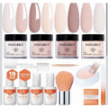 Dip Powder Nail Kit, 4 Colors Nude Pink Glitter Dipping Starter Set with Liquid
