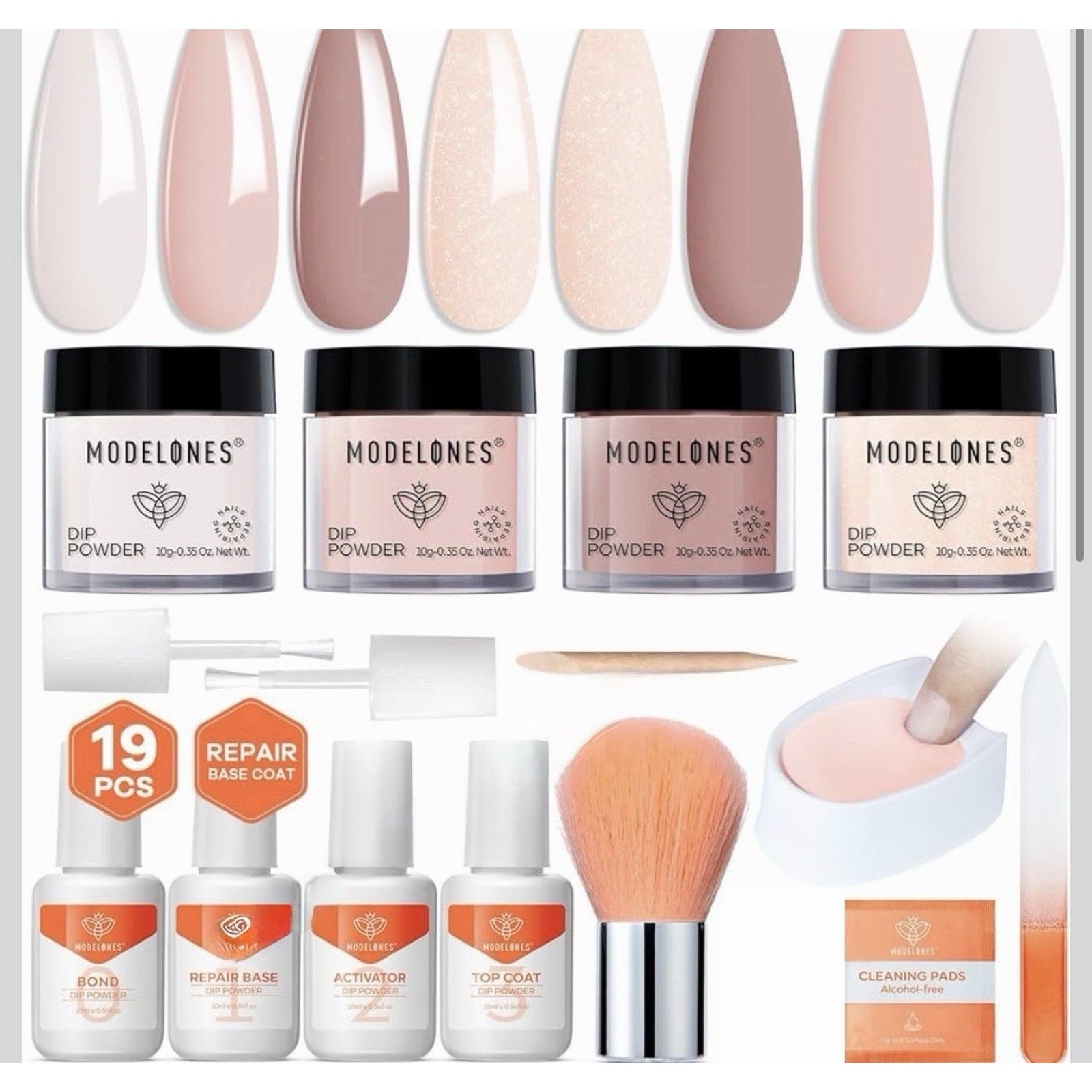 Dip Powder Nail Kit, 4 Colors Nude Pink Glitter Dipping Starter Set with Liquid