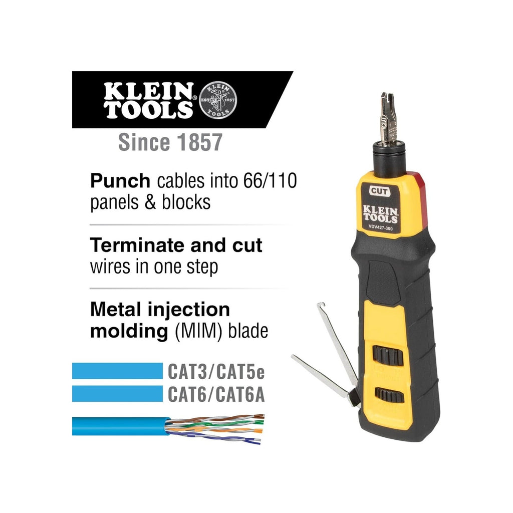 Klein Tools VDV427-300 Impact Punchdown Tool with 66/110 Blade, Reliable CAT Cab