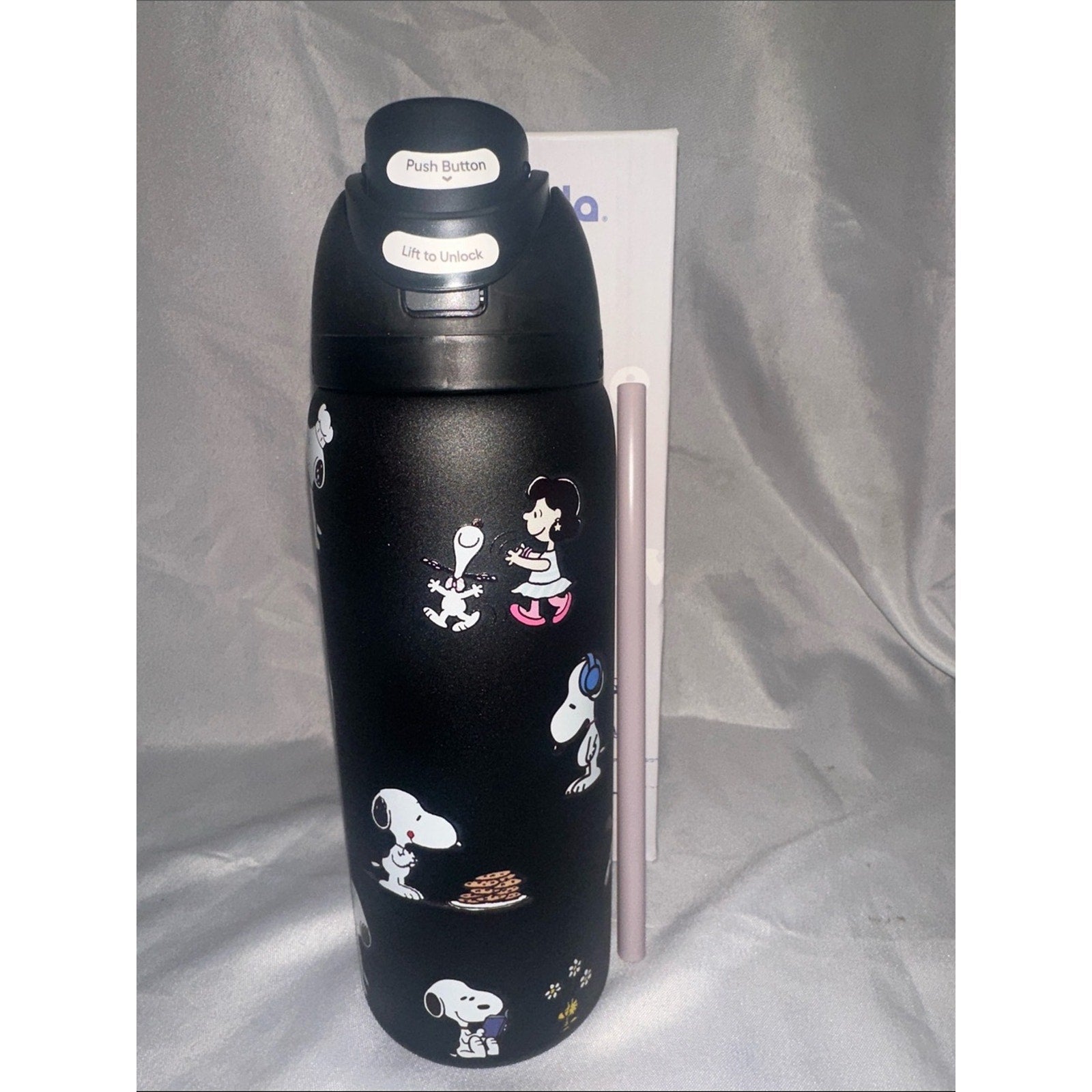 Custom Engraved Owala FreeSip Snoopy Black 32 oz