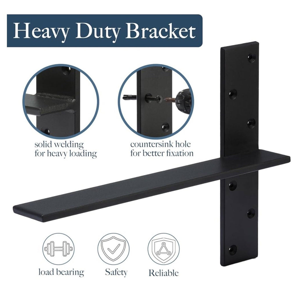 Floating Shelf Bracket 3/8" Thick Heavy Duty Shelf Brackets 4 12 Inch 4 PACK