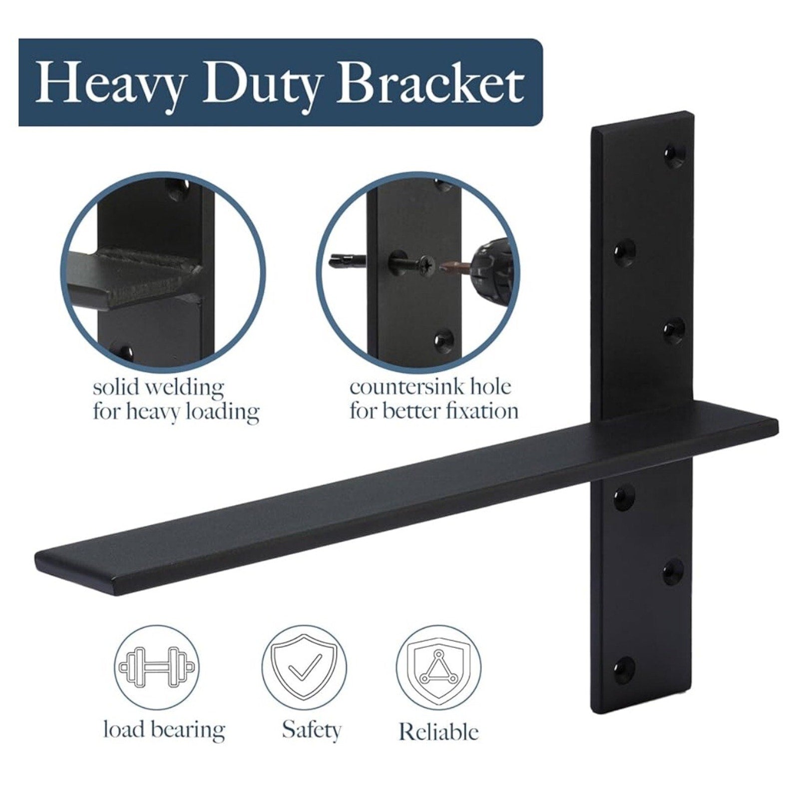 Floating Shelf Bracket 3/8" Thick Heavy Duty Shelf Brackets 4 12 Inch 4 PACK