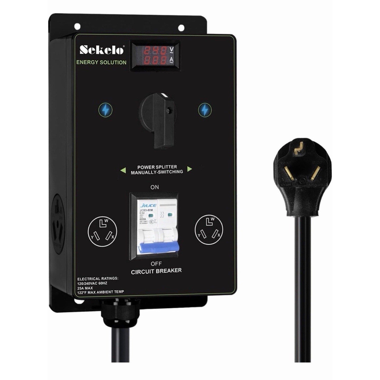 Manual EV Charging Switch with NEMA 10-30 Splitter for Dryer & EV Use