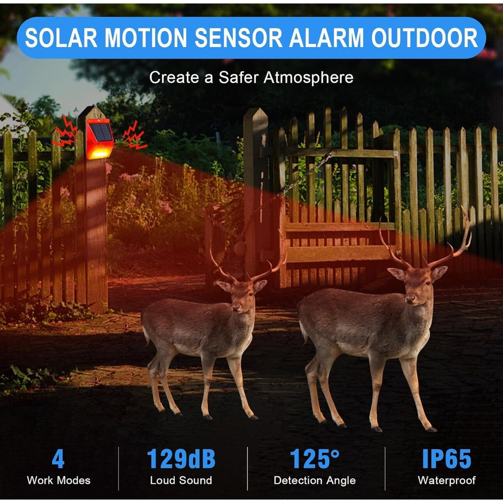 4PCS LED Solar Alarm Light Solar Strobe Light With Remote Motion Sensor Lamp