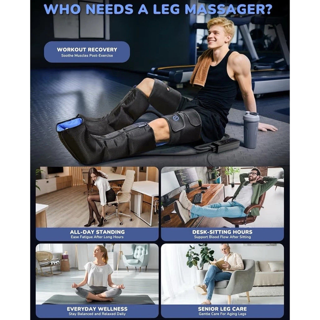 Leg Massager with Heat and Compression : Sequential Compression Boots 6 Modes