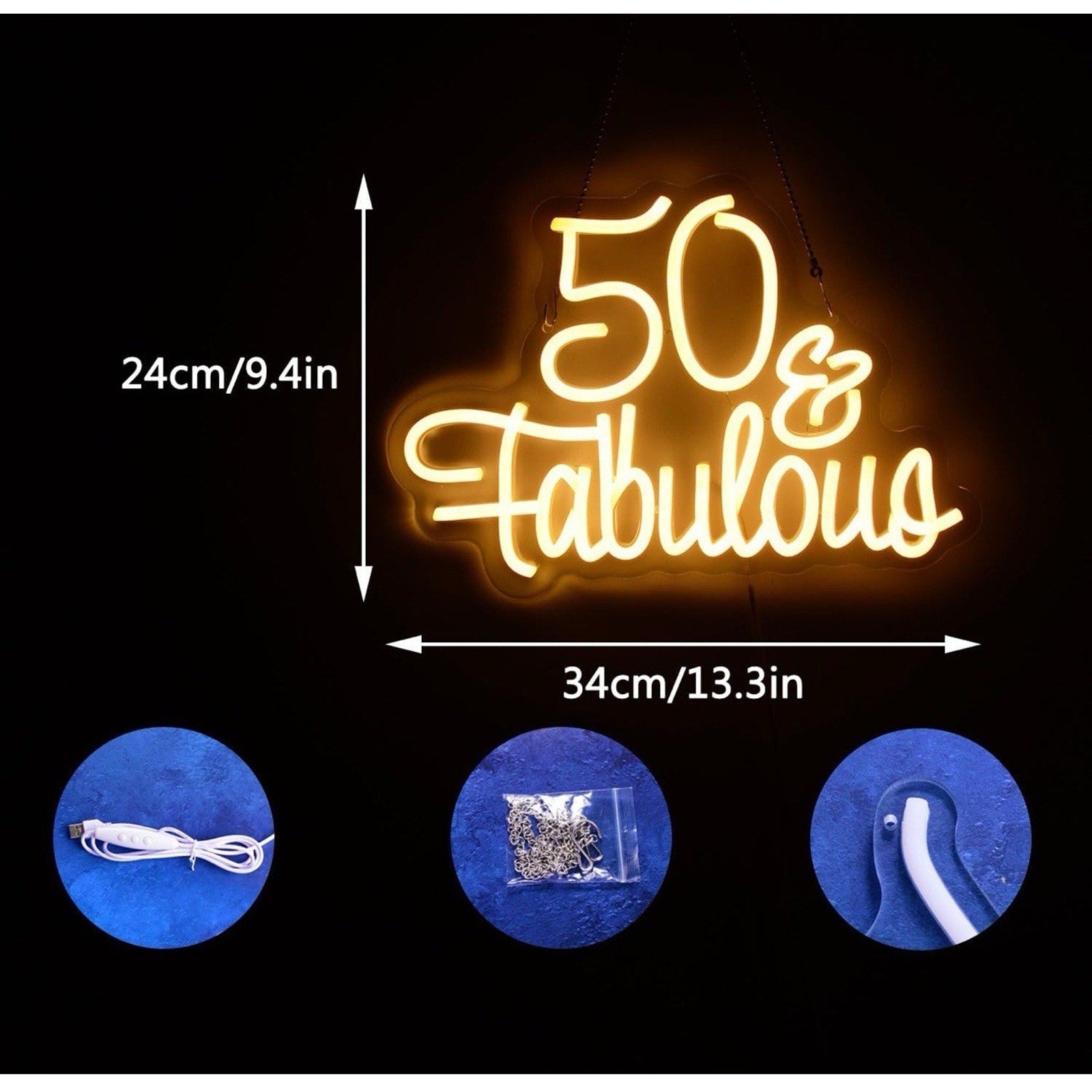 50 Fabulous Neon Light Fifty Years Old Neon Sign for 50th Wedding Anniversary