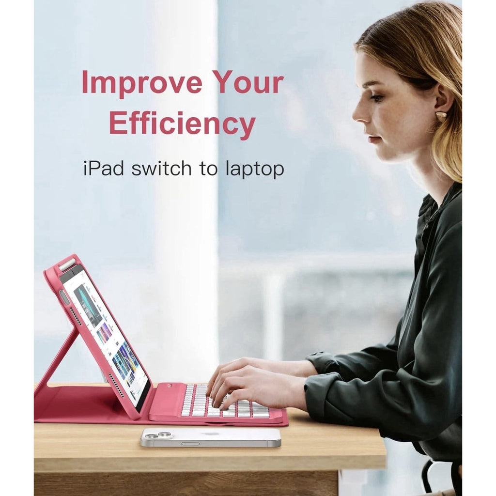 Pink Hamile for iPad 11th 10th Generation Case with Keyboard with Pencil Holder