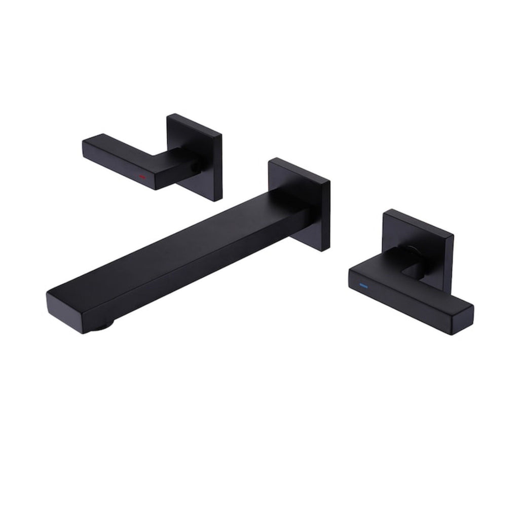 BiaoTeng 3 Hole Taps for Bathroom Basin Wall Mounted Hot and Cold