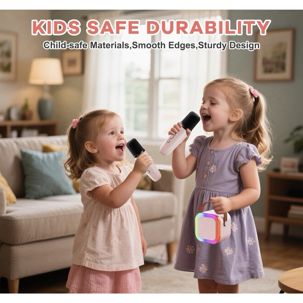 Mini Karaoke Machine Portable Bluetooth Karaoke Speaker with 2 Wireless Mics