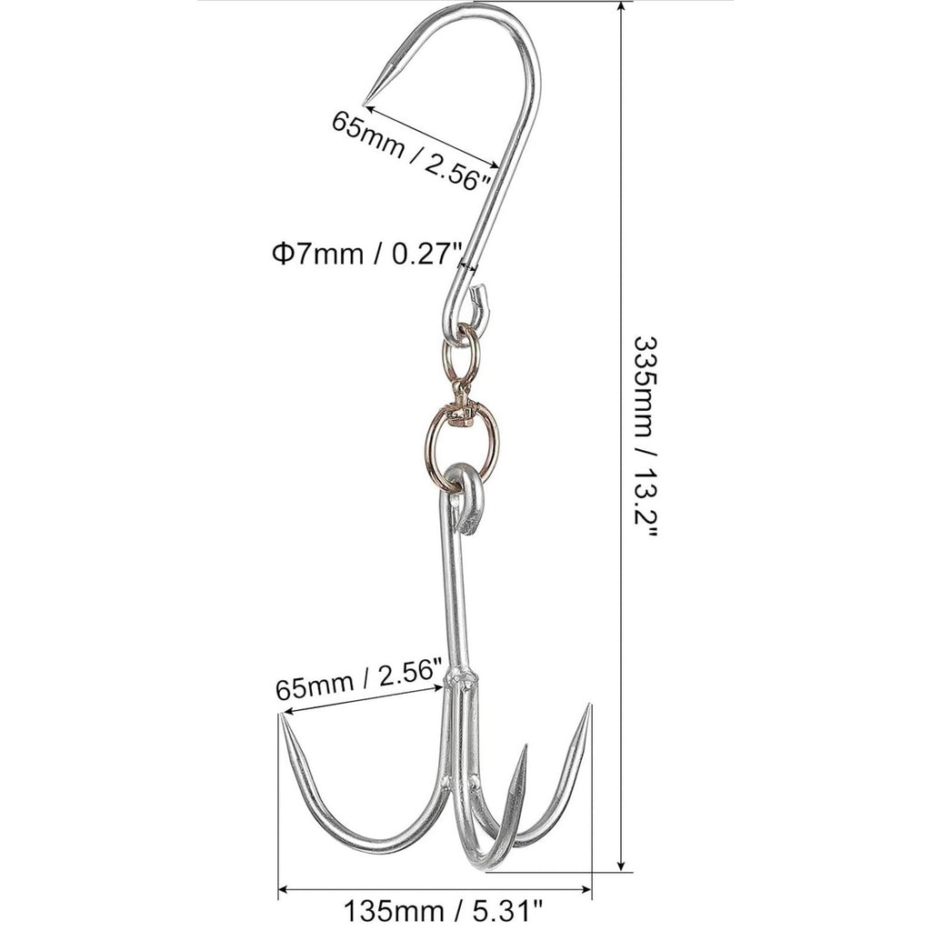 13.2'' Swiveling Meat Hook, 0.27'' Thickness Three-Prong Meat Hooks, 3Pcs