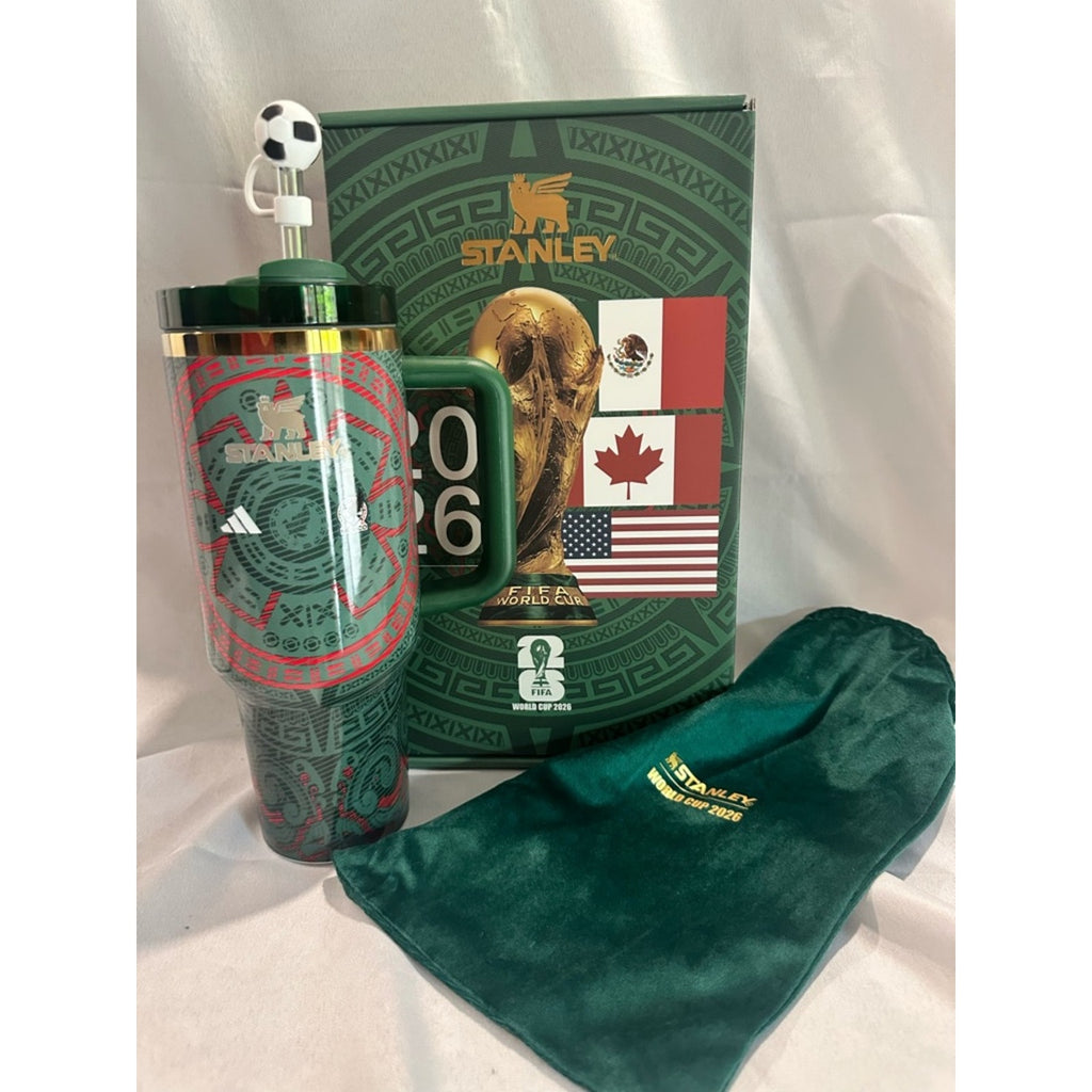 Custom engraved Stanley Tumbler 40oz. 2026 World Cup Mexico Green Handle