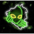 Alien Neon Sign,Dimmable Green Alien Led Neon Lights for Wall Decor Game Room...