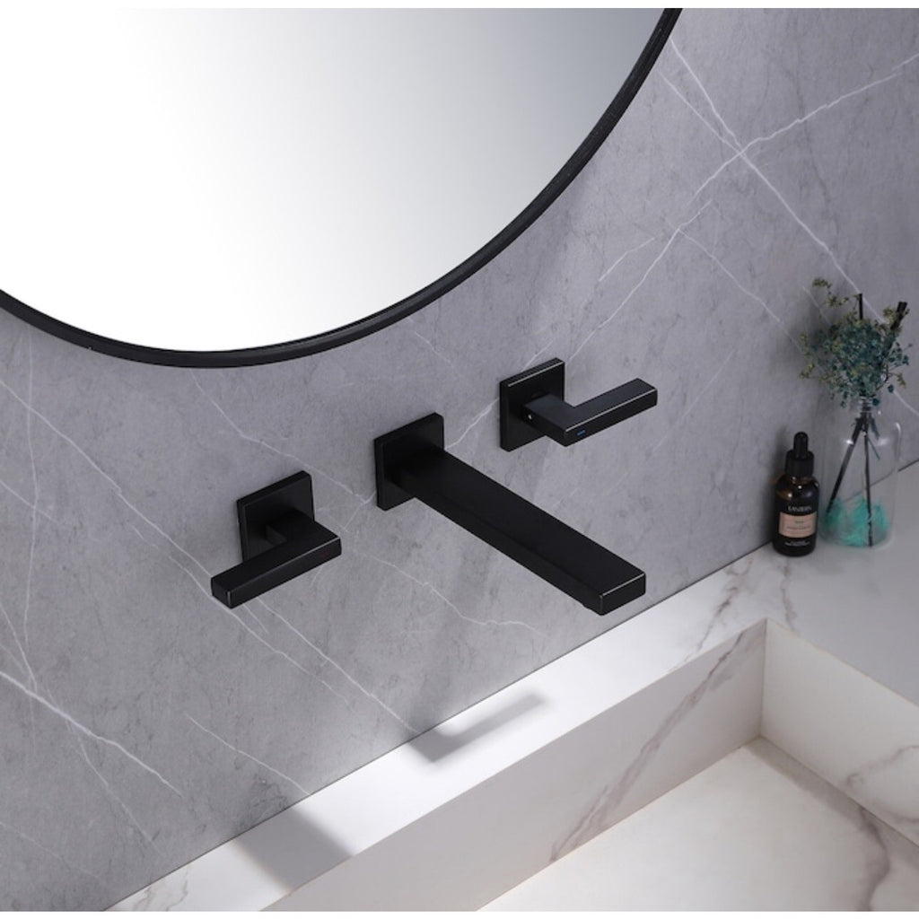 BiaoTeng 3 Hole Taps for Bathroom Basin Wall Mounted Hot and Cold