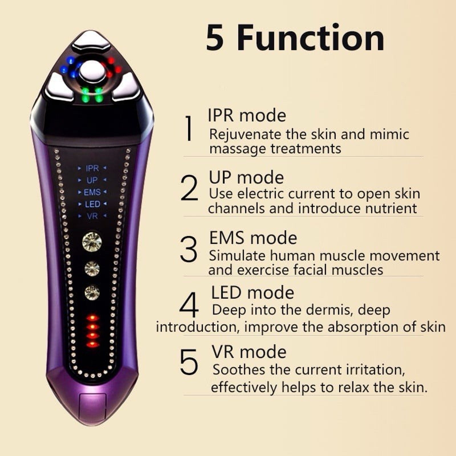RF Facial Beauty Machine Microcurrent Skin Tightening Fade Wrinkles Red Blue MUF