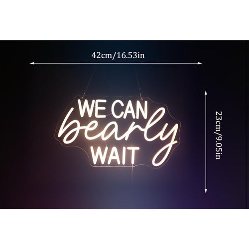 "We Can Bearly Wait" Neon Signs Gender Reveal Party Decorations Neon Letters ...