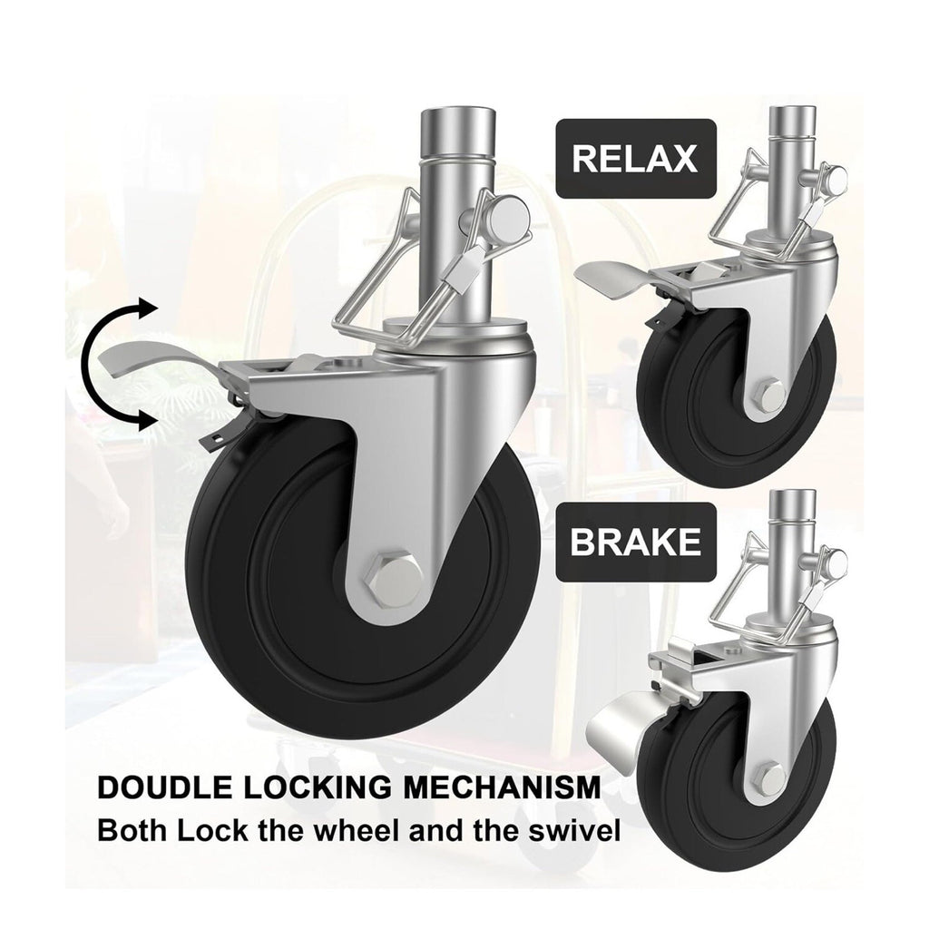 5 Inch Scaffolding Wheels Set of 4, Scaffold Caster with Dual Locking Brakes