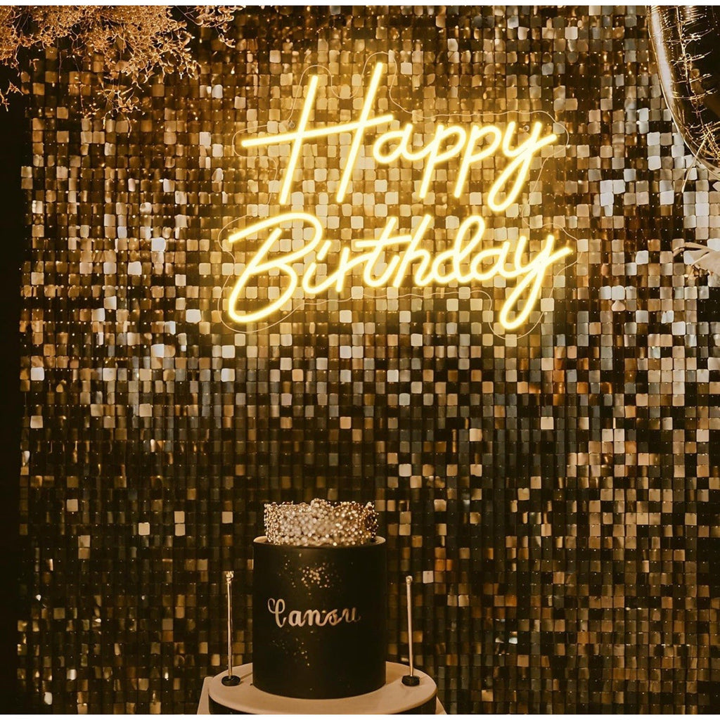 Happy Birthday Neon Sign for Backdrop, LED Happy Birthday Light Up Sign, USB