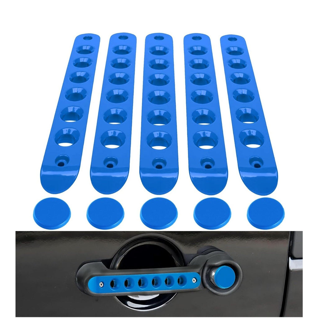5Pcs Door Grab Handle Cover + Push Button Knobs Trim for 07-18 Jeep Wrangler JK