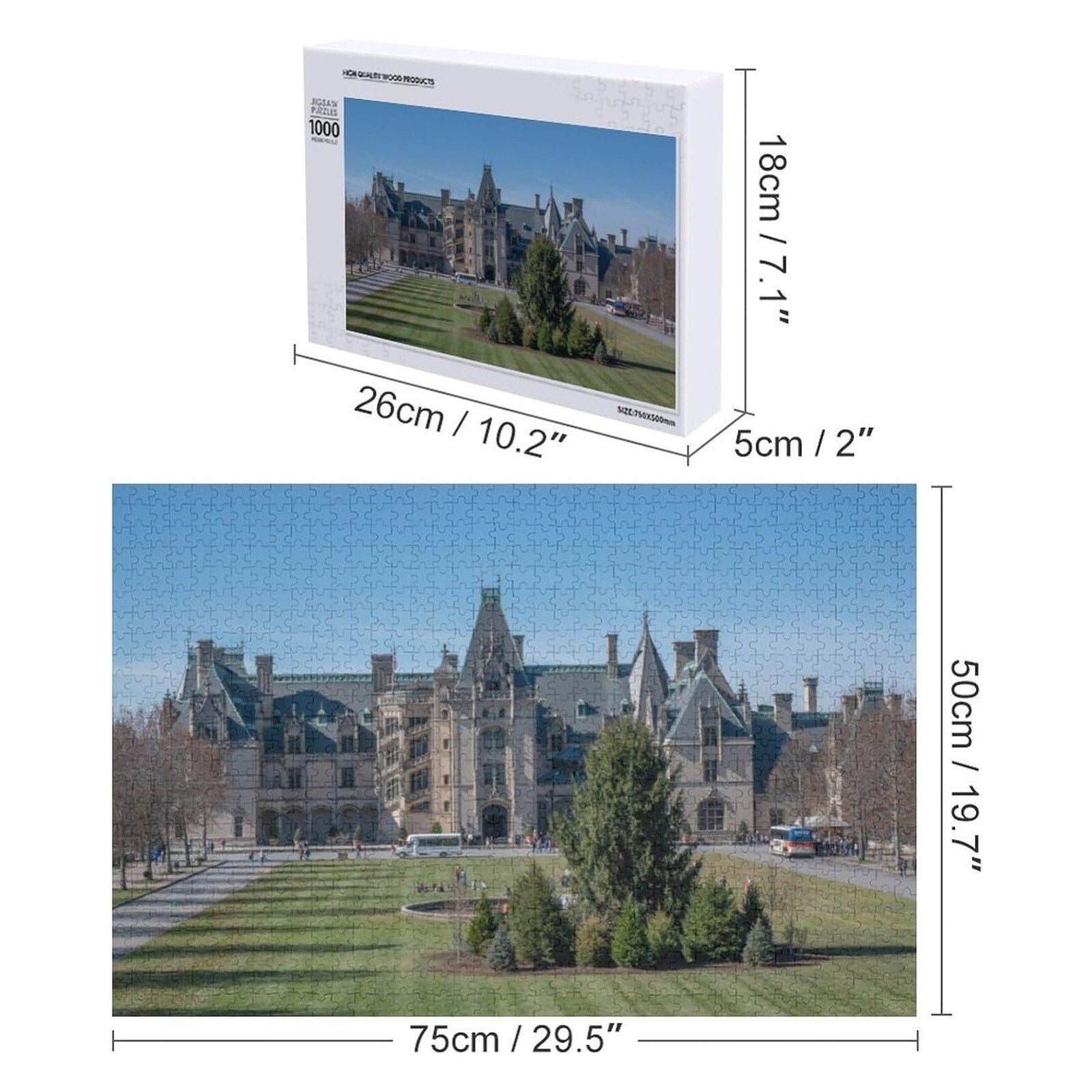 Biltmore Puzzle for Adults 1000 Piece, 30"X20" Wooden Puzzle
