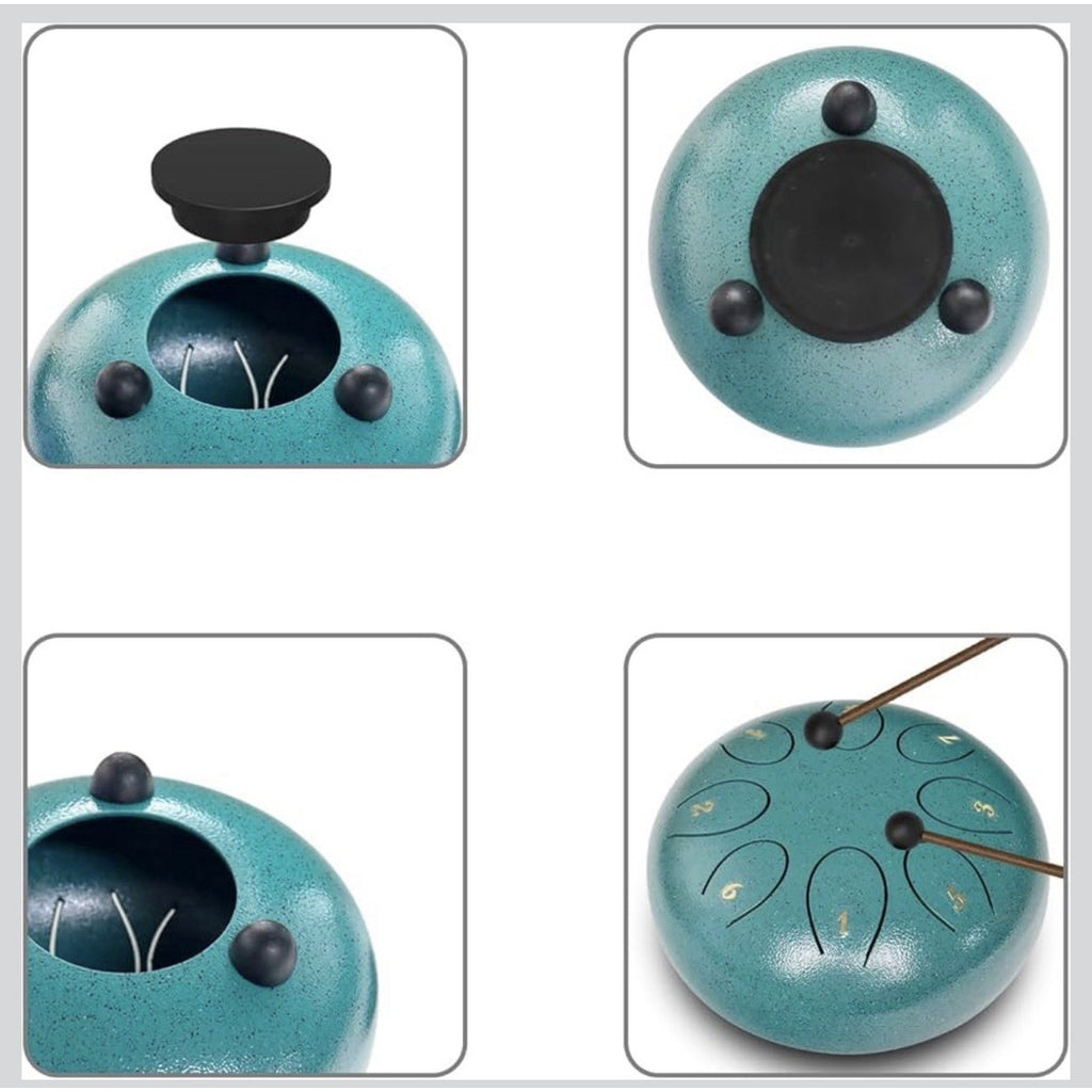 REGIS 6” Steel Tongue Drum, 8 Notes, Calming Meditation Percussion (Malachite)