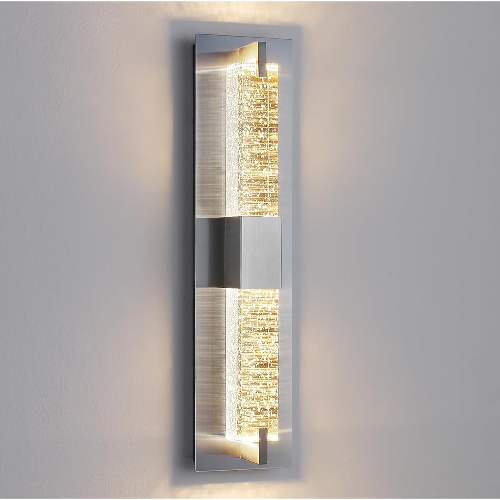 WOSHITU LED Wall Sconce Light: 19 Inch Nickel Modern Sconces Wall Lighting 3000K