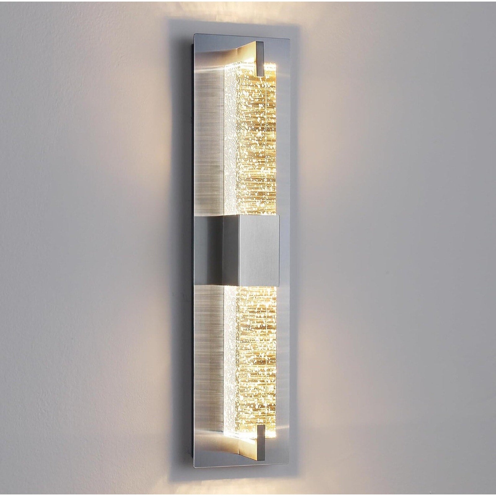 WOSHITU LED Wall Sconce Light: 19 Inch Nickel Modern Sconces Wall Lighting 3000K