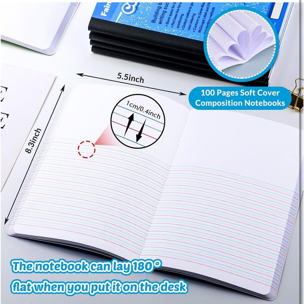 Fainne 30 Pcs Primary Composition Book 8.2 x 5.5 inches, Blue