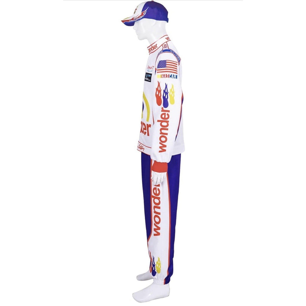 Ricky Bobby Nascar Wonder Bread Talladega Nights Crew Jumpsuit/cap Size L