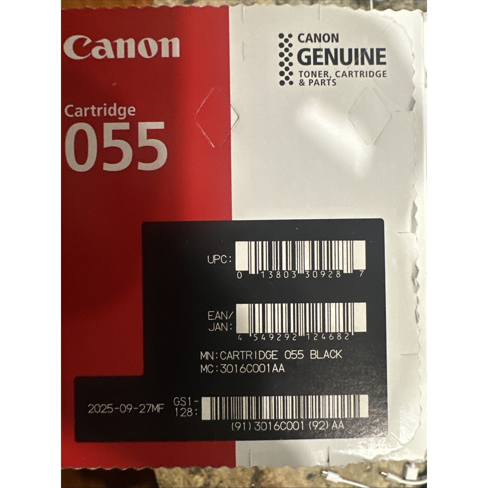 Genuine Canon 055 Black Toner Cartridge OEM 3016C001