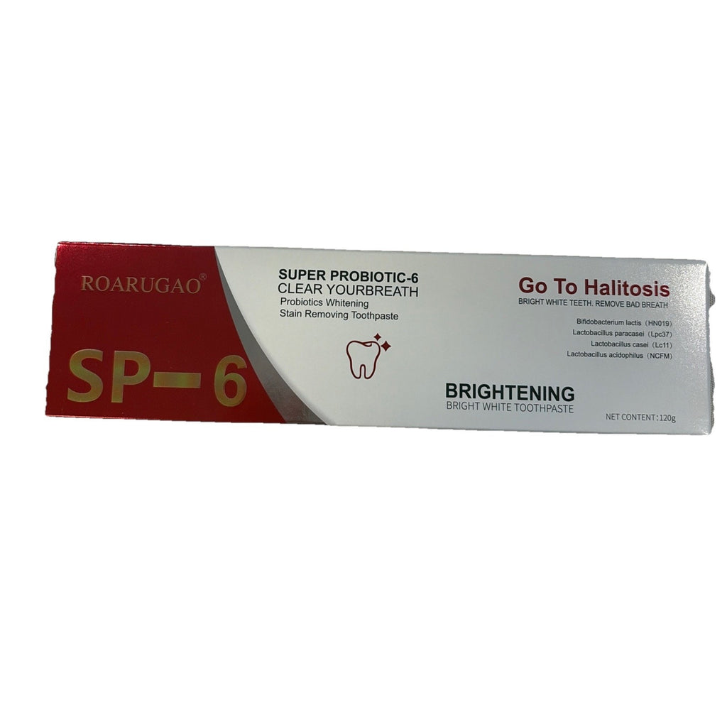 6 Pack Probiotics Bright White SP-6 Toothpaste Halitosis 120g