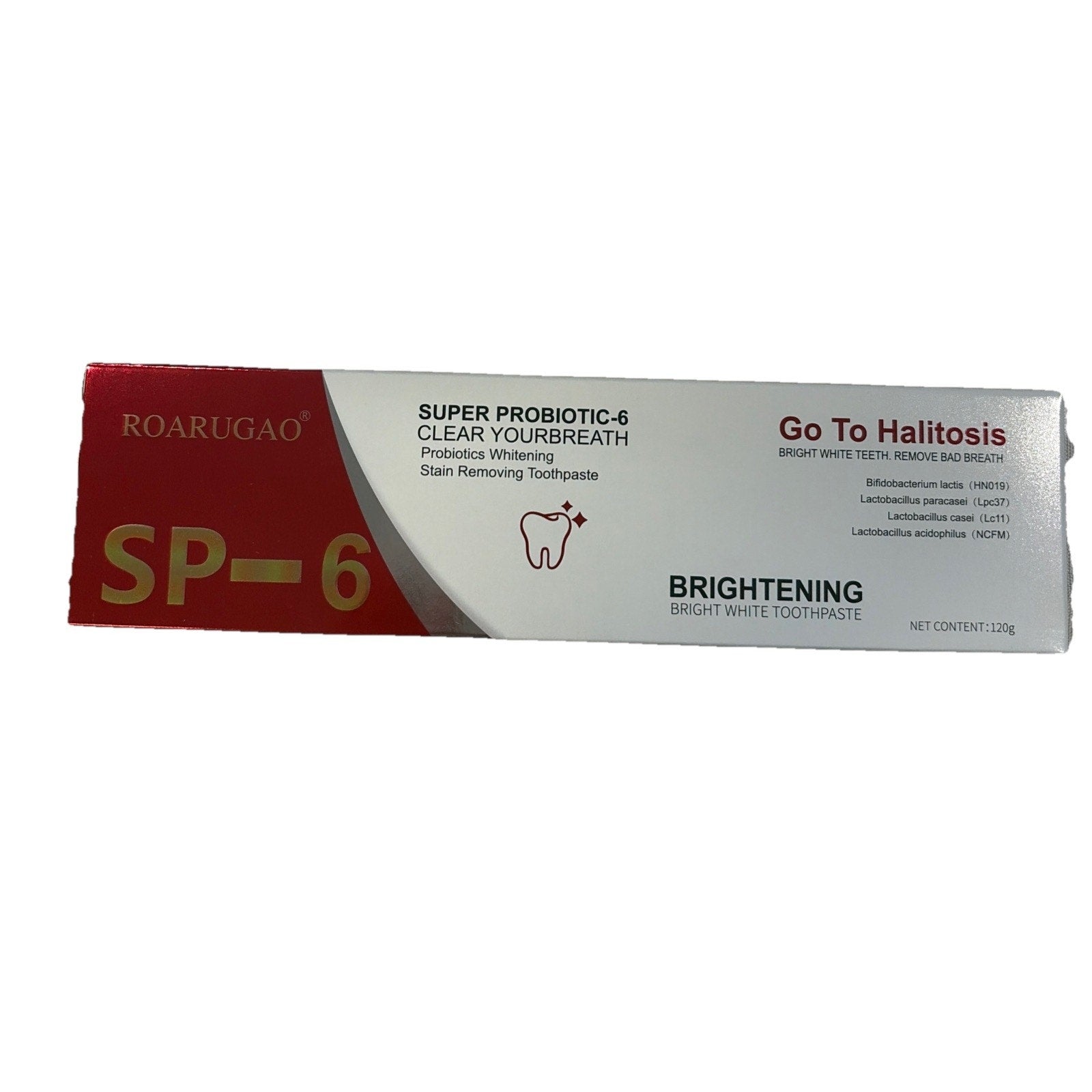 6 Pack Probiotics Bright White SP-6 Toothpaste Halitosis 120g