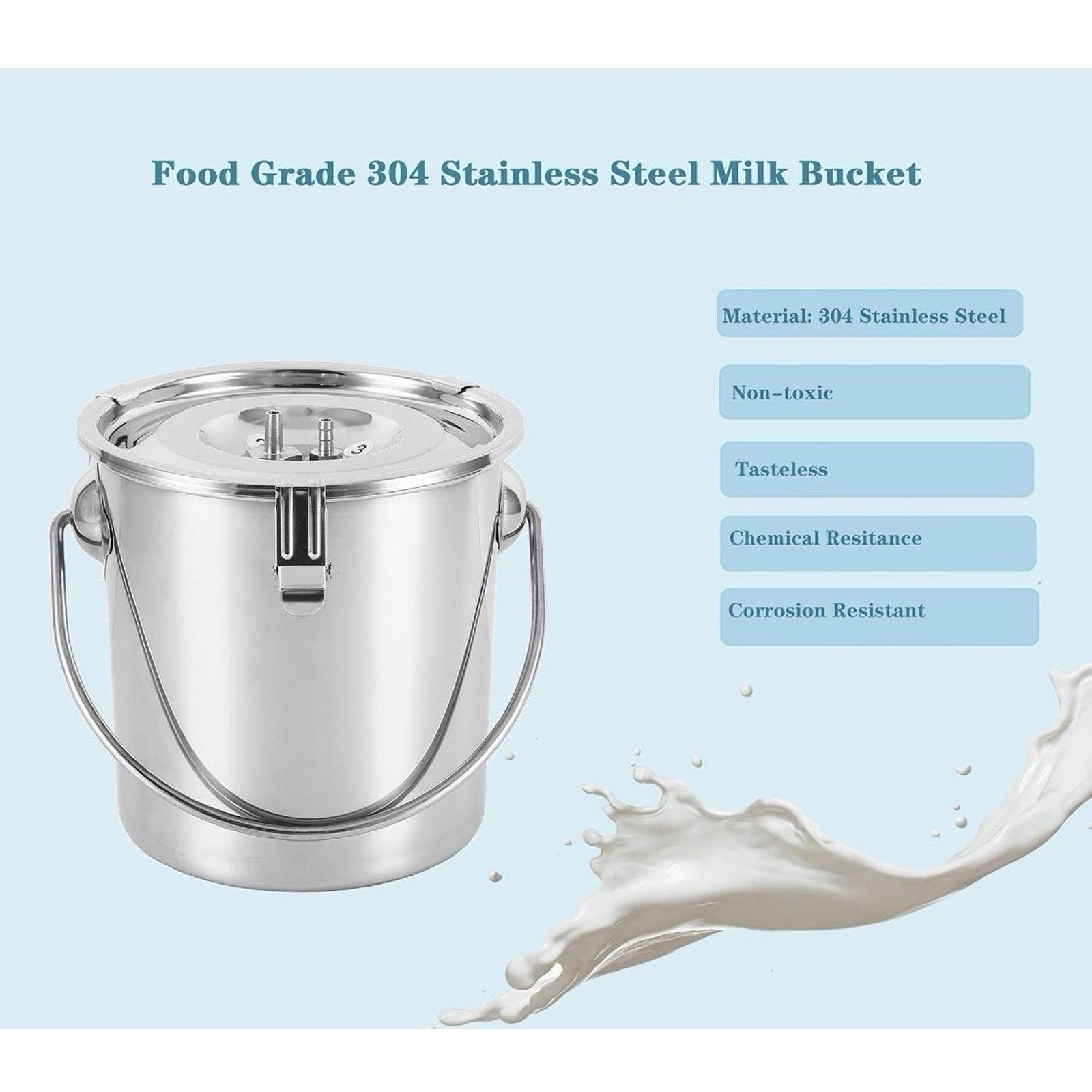 Goat Milking Machine Goat Milker 3L 304 Stainless Steel Bucket Portable