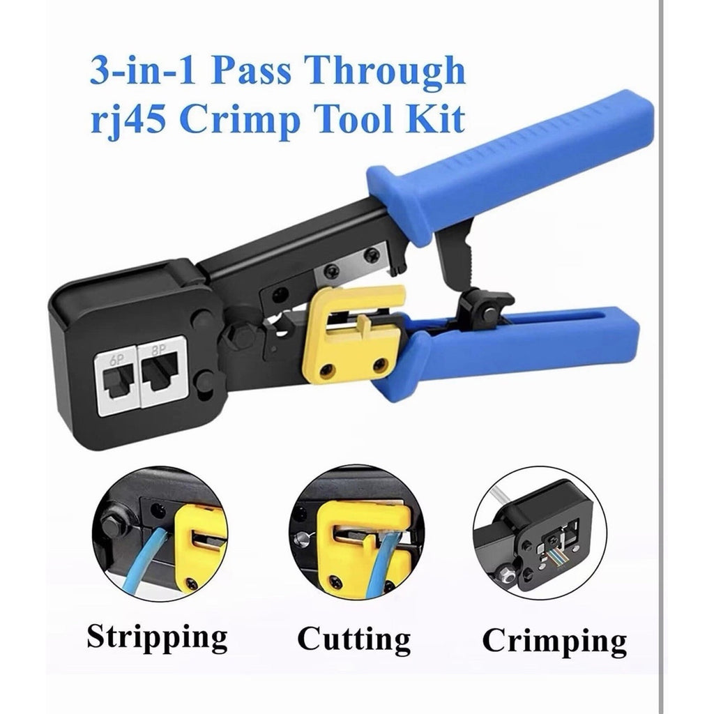 RJ45 Crimping Tool for Cat6/Cat5e 50 Pass-Through Connectors & Tester