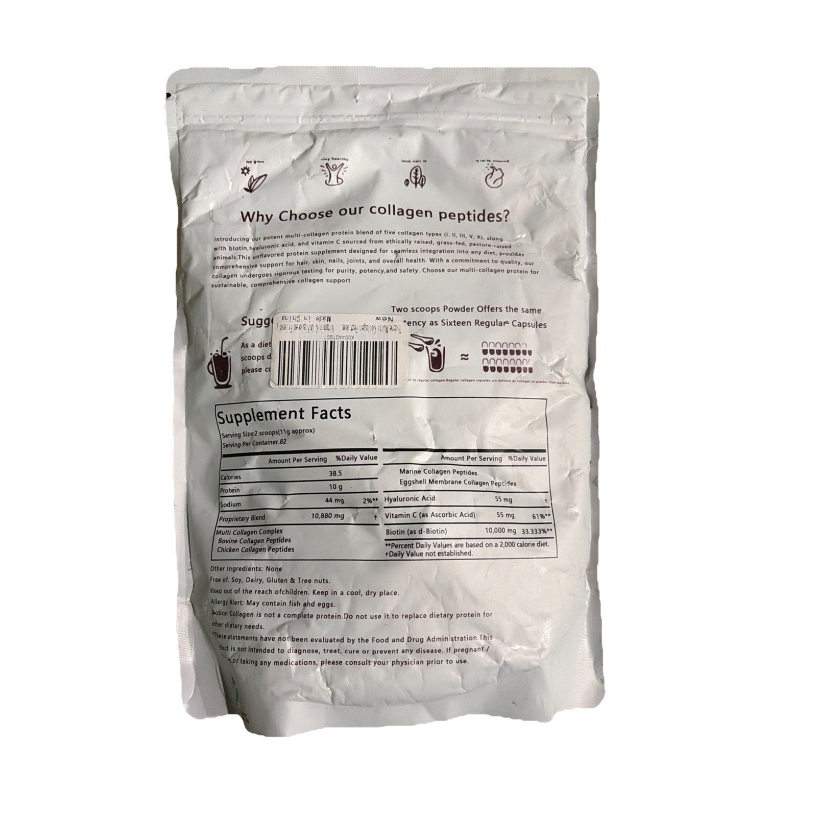 Multi Collagen Peptides Powder 1 LB Hydrolyzed Protein Peptide Type I,II,III,V,X