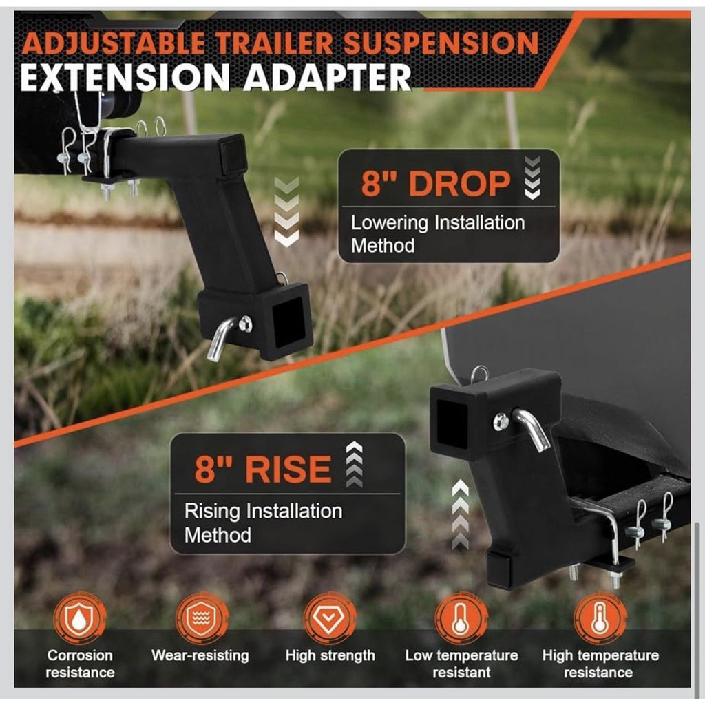 10000lbs 8-Inch Hitch Receiver Extension Riser, 2 Inch Receiver with 8 Inch Drop