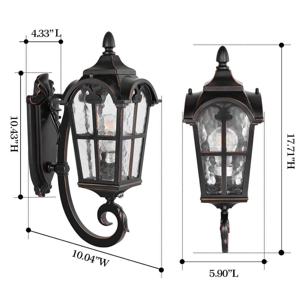 Black Roman Outdoor Light Fixture, 17.7"H Dusk to Dawn Outdoor Lighting Wall