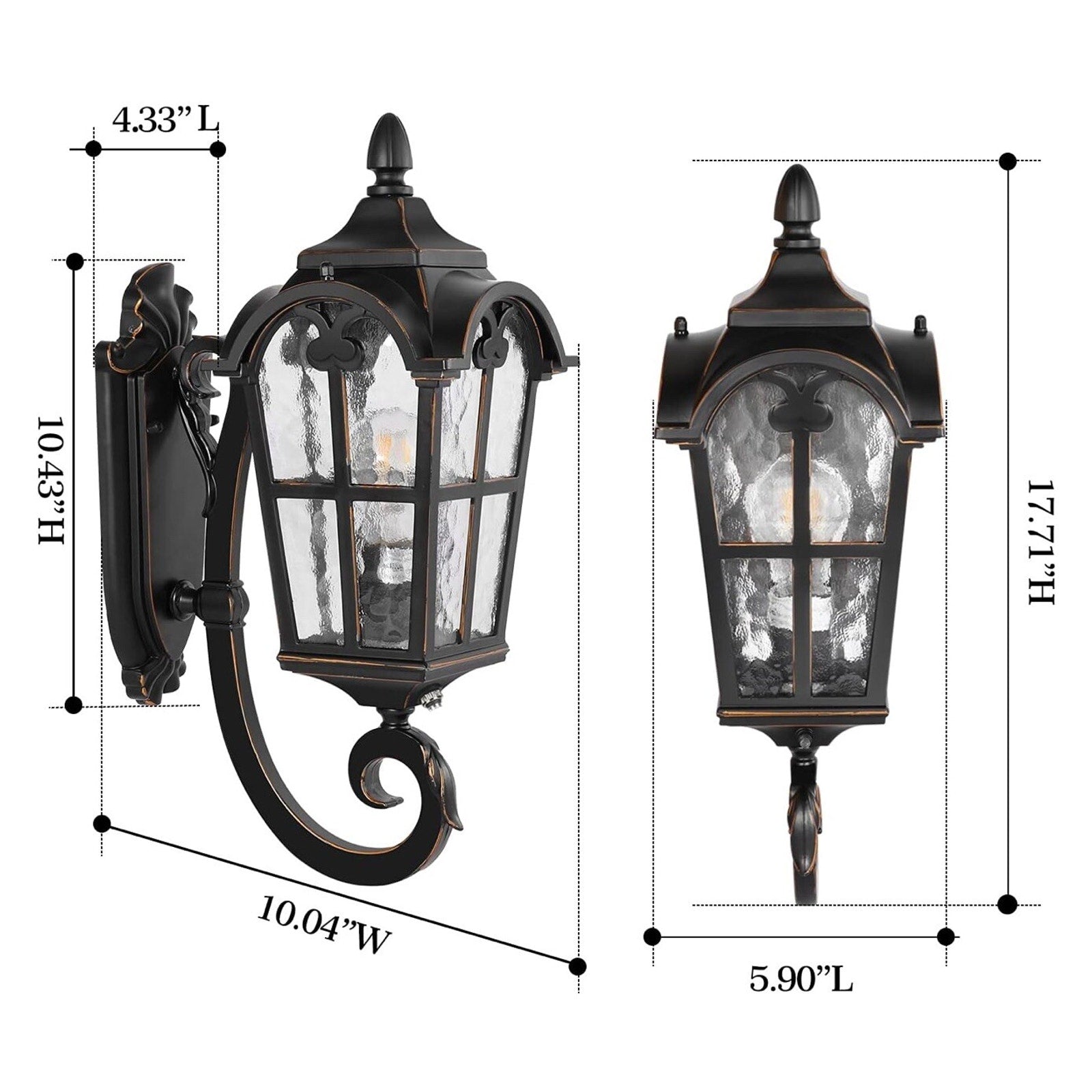 Black Roman Outdoor Light Fixture, 17.7"H Dusk to Dawn Outdoor Lighting Wall