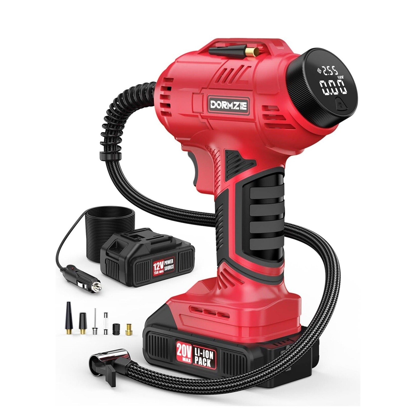 DORMZIE Cordless Tire Inflator Air Compressor, 150 PSI Portable Handheld Air Pum