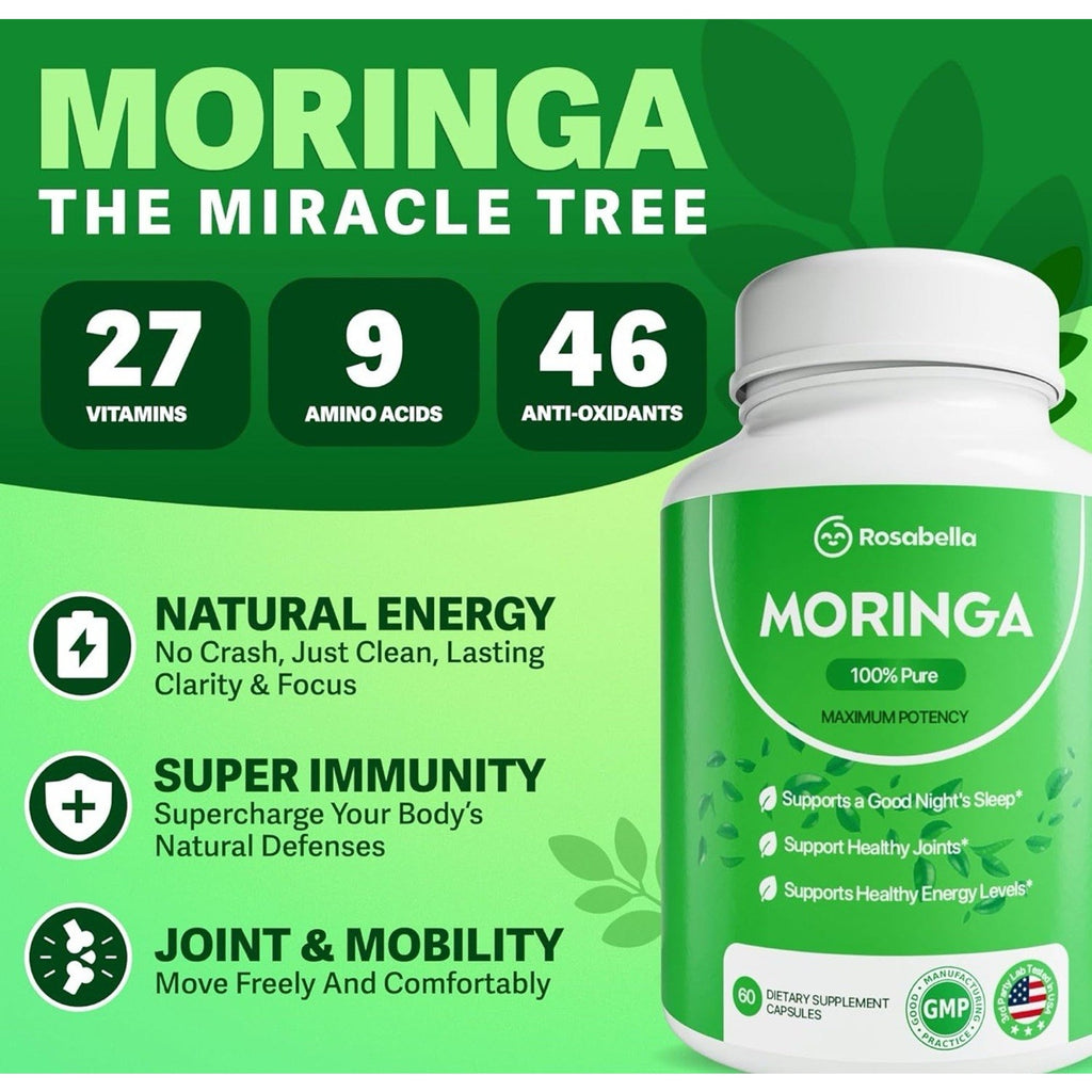2 Pack (120 Capsules Total) Moringa Powder Capsules - A Natural Green A1
