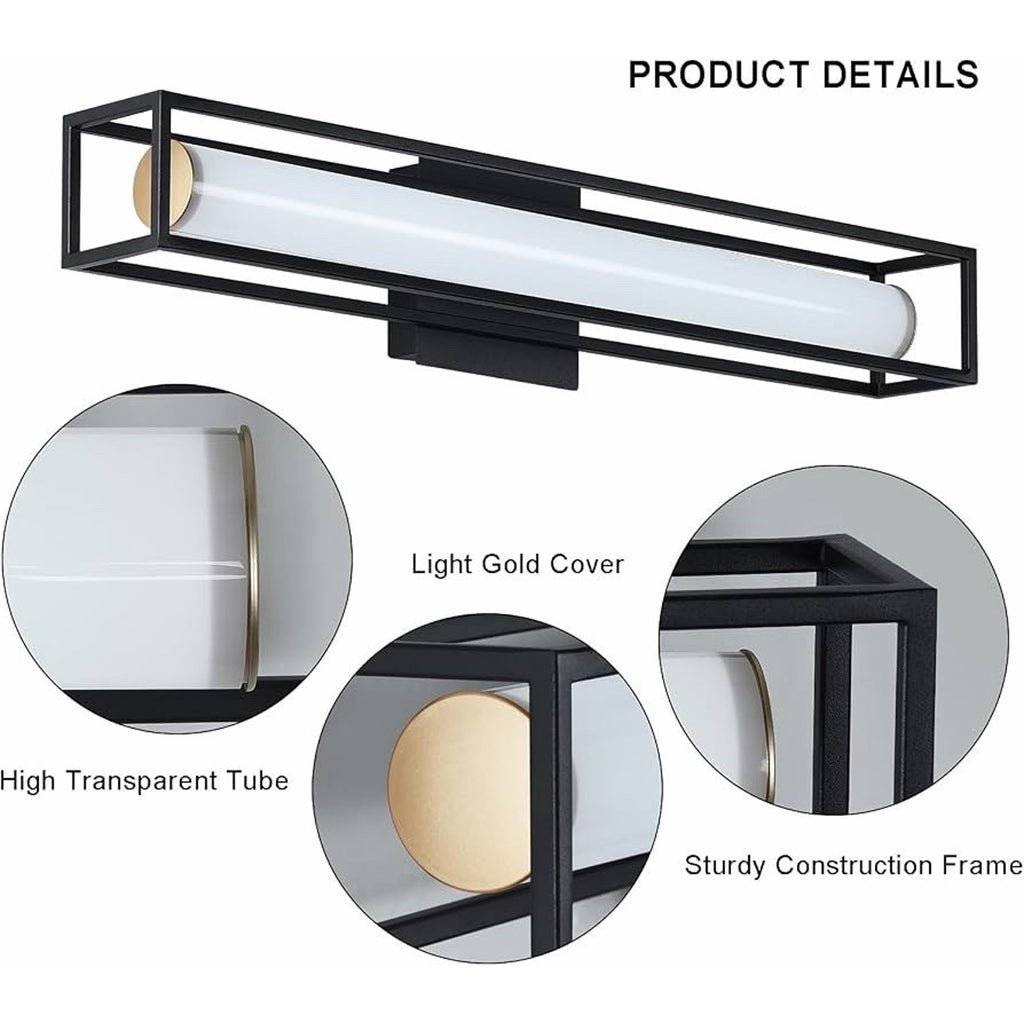 Black Vanity Light Modern Vanity Light Bar, 12W 26 inch Vanity LED Light Wall