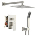 Brushed Nickel Shower Faucet Set System Rain Shower Head Combo Kit w/Mixer Valve