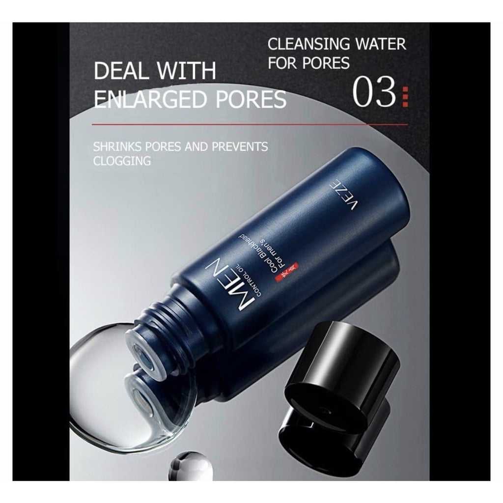 VENZEN Men's Cool Blackhead Removal Essence Nose Mask Pores Cleansing 3pcs Set