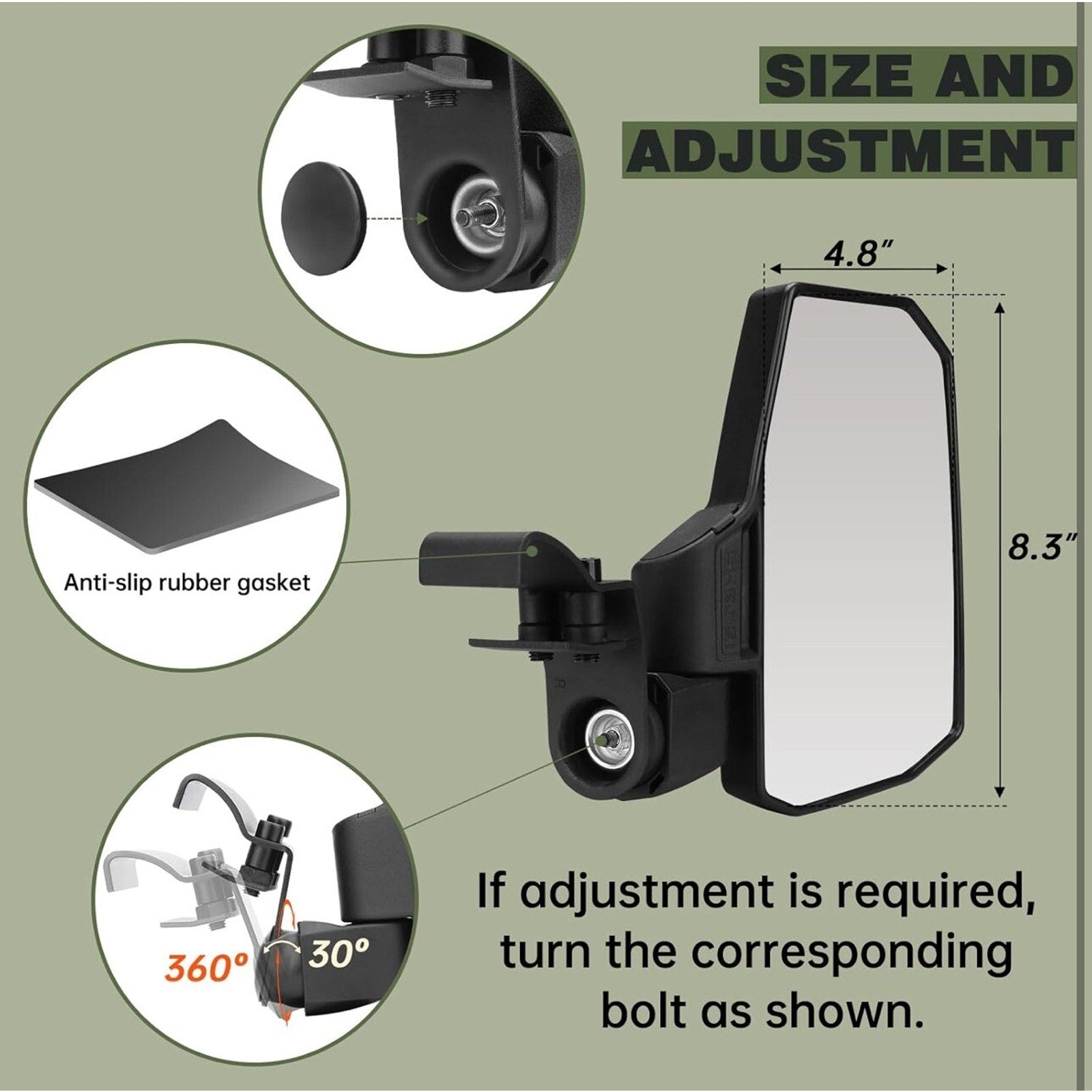 Polaris, Can-am, Side Mirrors, Universal, The Spring Back Feature