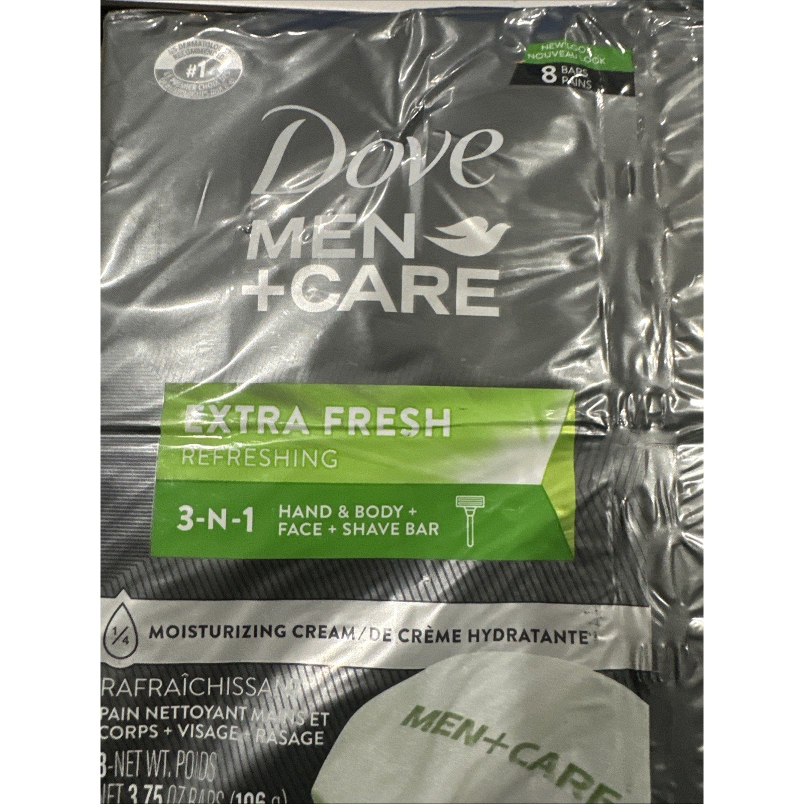 8 Pack Dove Men+Care Body and Face Bar Soap, Extra Fresh, 3.75 oz., 14 ct.