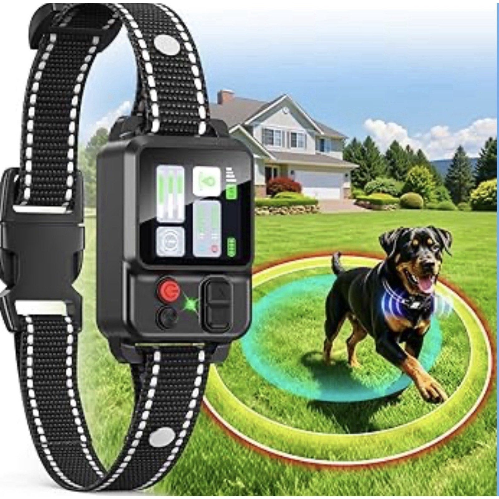 GPS Wireless Dog Fence System, Circular Electric Fence for Dogs Adjustable Range