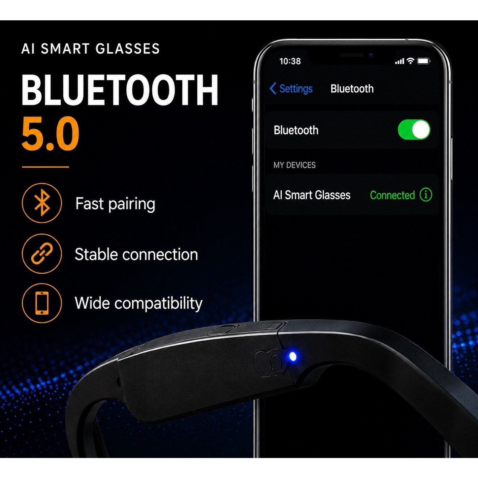AI Smart Glasses with Camera Live Bluetooth Audio Eyewear Handsfree