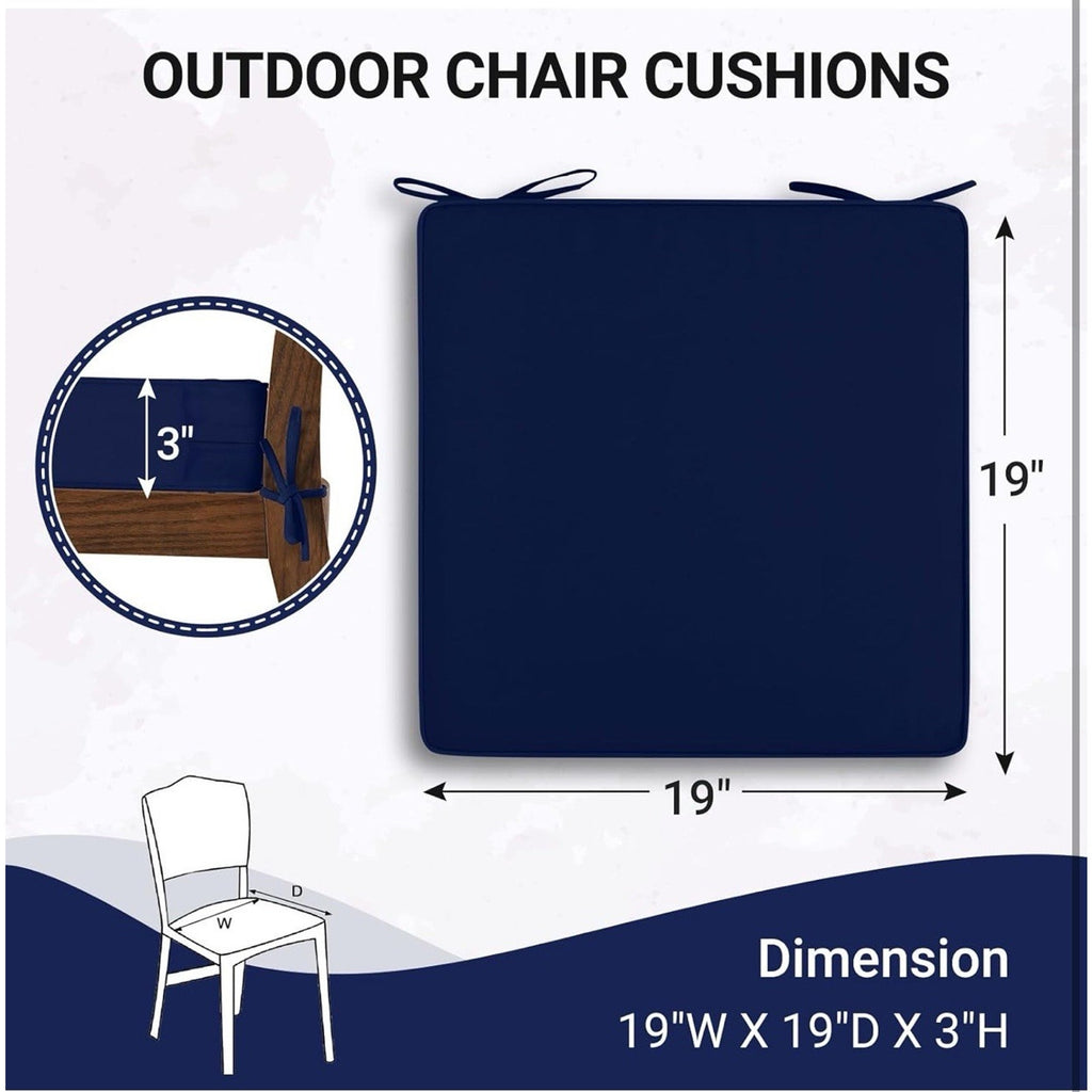 Navy, Square Outdoor Cushion for Patio Furniture with Removable Cover 8x9x3