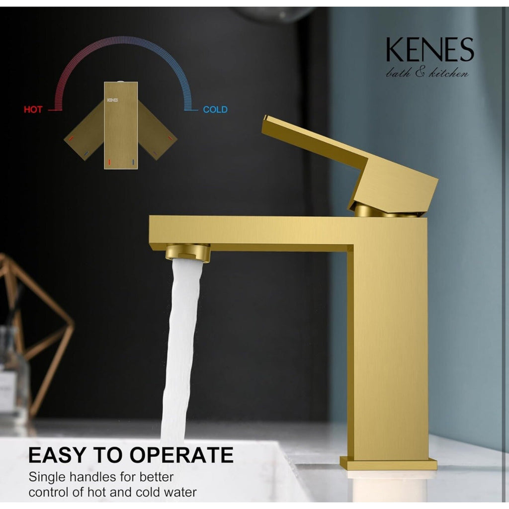 KENES Gold Brushed Single Hole Single Handle Bathroom/Kitchen Faucet
